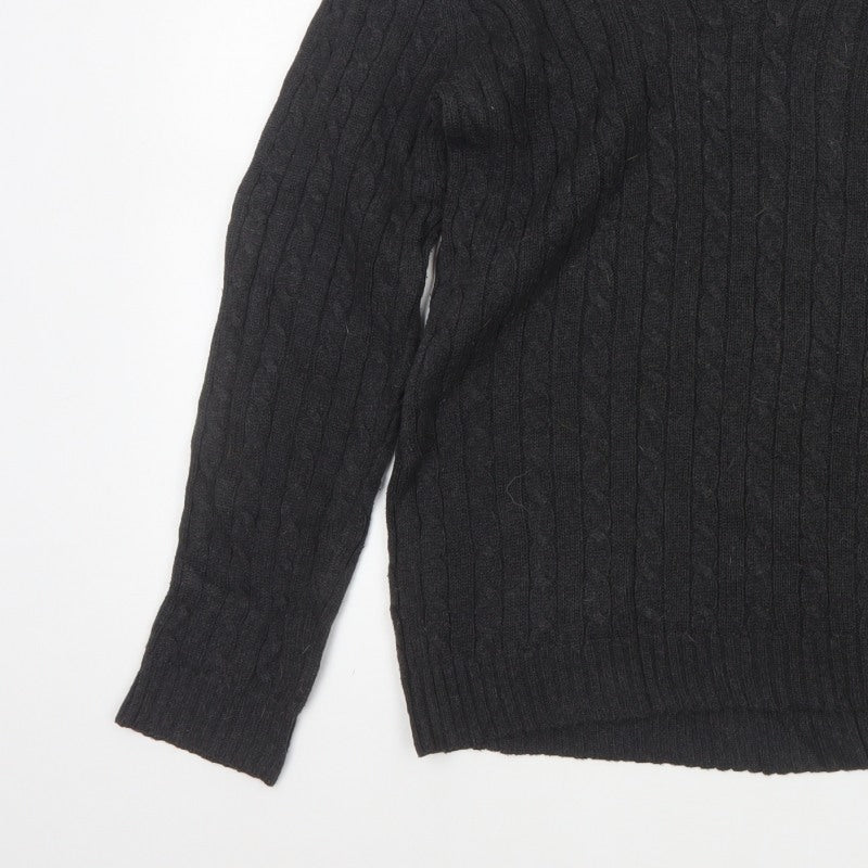 Lauren Ralph Lauren Men Black M Cable Knit V-Neck Logo Jumper