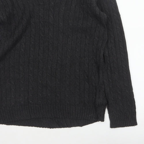 Lauren Ralph Lauren Men Black M Cable Knit V-Neck Logo Jumper