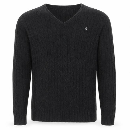 Lauren Ralph Lauren Men Black M Cable Knit V-Neck Logo Jumper