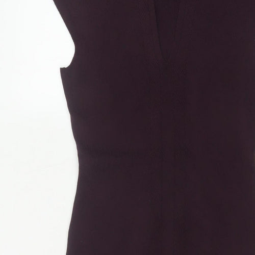 Reiss Women Purple UK 10 Bodycon Knit Knee Length V-Neck Dress