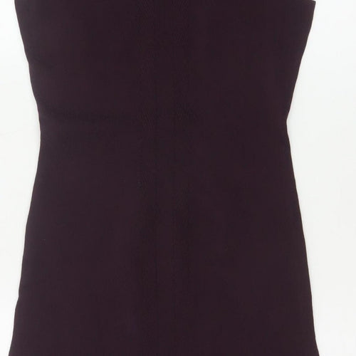 Reiss Women Purple UK 10 Bodycon Knit Knee Length V-Neck Dress