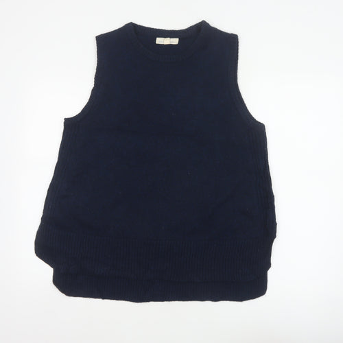 Seasalt Cornwall Women’s Blue Merino Wool Knit Vest Jumper UK 14