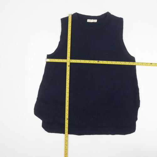 Seasalt Cornwall Women’s Blue Merino Wool Knit Vest Jumper UK 14