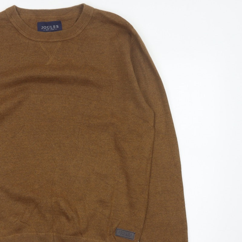 Joules Men’s Brown M Crew Neck Logo Knit Pullover Jumper