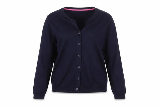 Joules Women Blue UK 12 Cotton Button-Up Round Neck Cardigan