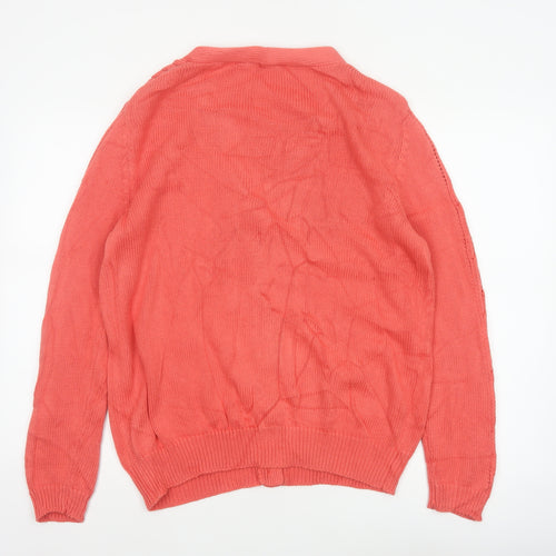 Damart Women Pink Size 14 Cable Knit V-Neck Button Cardigan