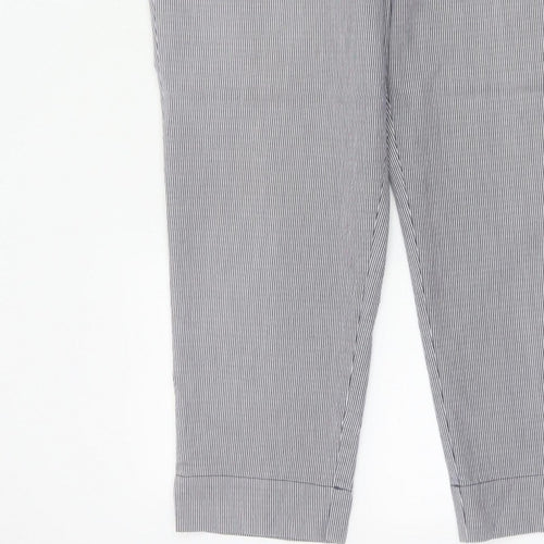 Jaeger Women Blue Pinstripe Chino Trousers UK 14 Tapered Cuffed