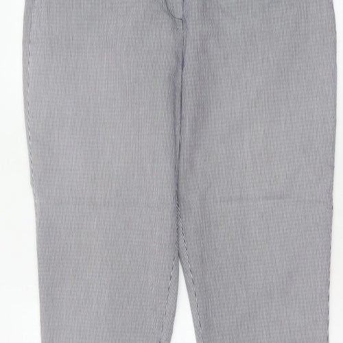 Jaeger Women Blue Pinstripe Chino Trousers UK 14 Tapered Cuffed