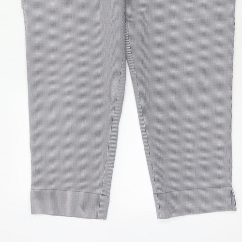 Jaeger Women Blue Pinstripe Chino Trousers UK 14 Tapered Cuffed