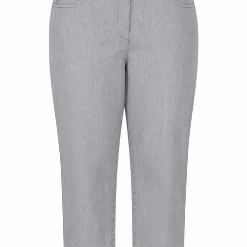 Jaeger Women Blue Pinstripe Chino Trousers UK 14 Tapered Cuffed