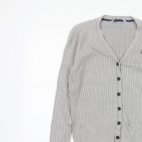 Crew Clothing Co. Women’s Grey Size 10 Cable Knit V-Neck Cardigan