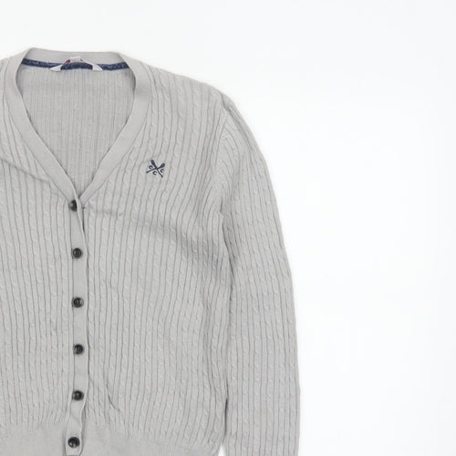 Crew Clothing Co. Women’s Grey Size 10 Cable Knit V-Neck Cardigan