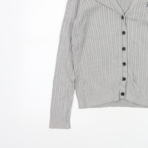 Crew Clothing Co. Women’s Grey Size 10 Cable Knit V-Neck Cardigan
