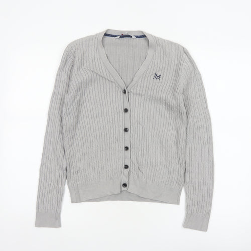 Crew Clothing Co. Women’s Grey Size 10 Cable Knit V-Neck Cardigan