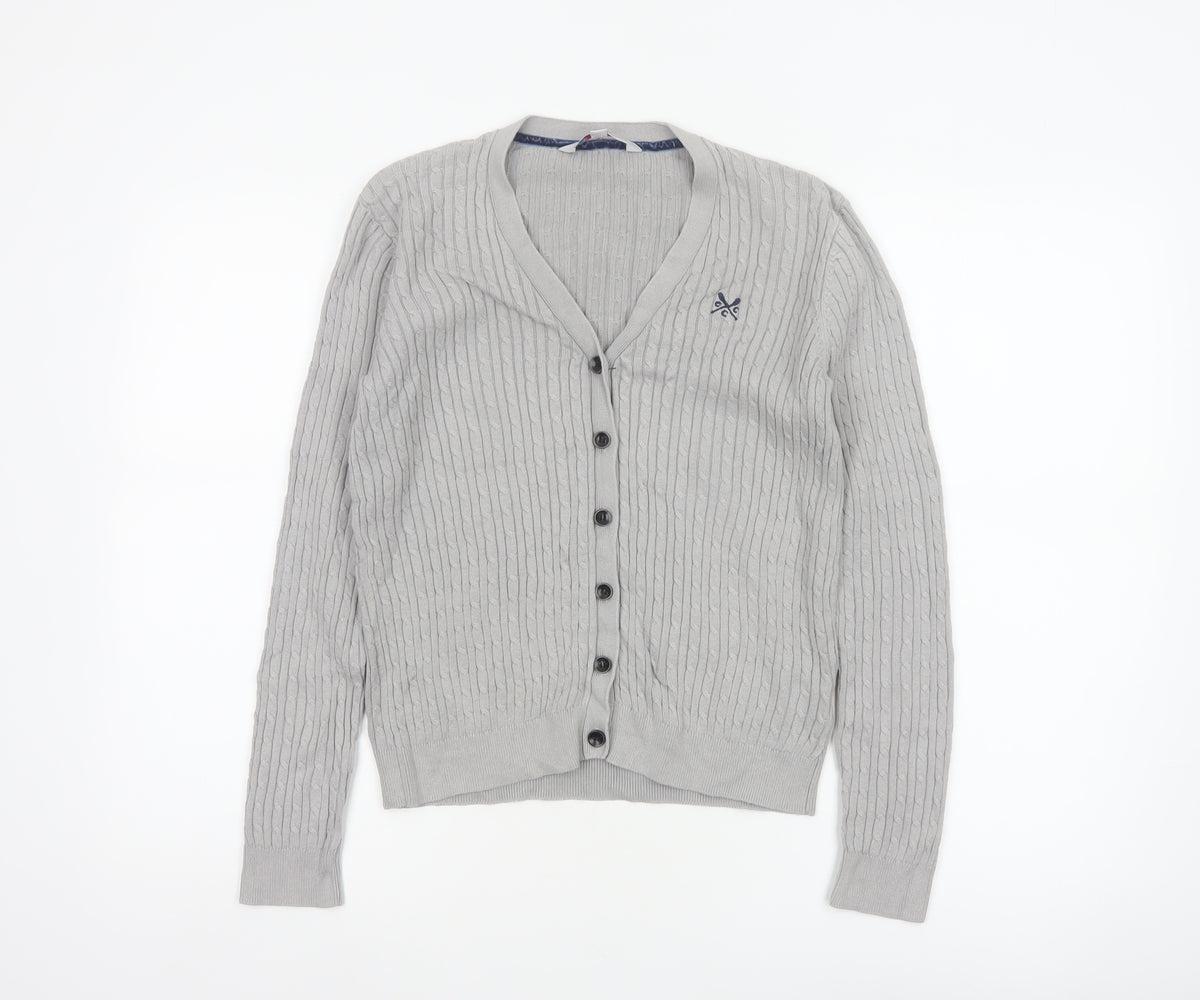 Crew Clothing Co. Women’s Grey Size 10 Cable Knit V-Neck Cardigan