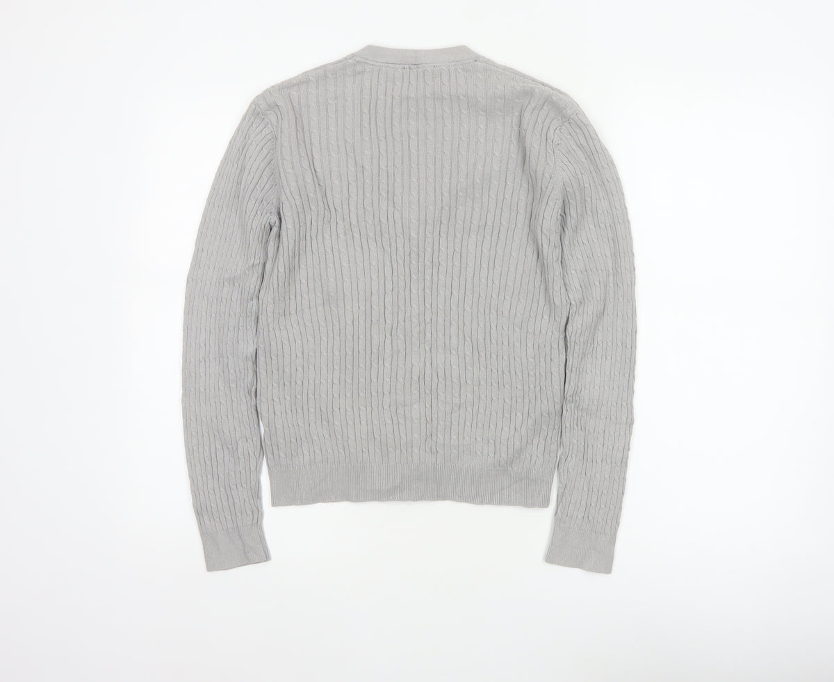 Crew Clothing Co. Women’s Grey Size 10 Cable Knit V-Neck Cardigan