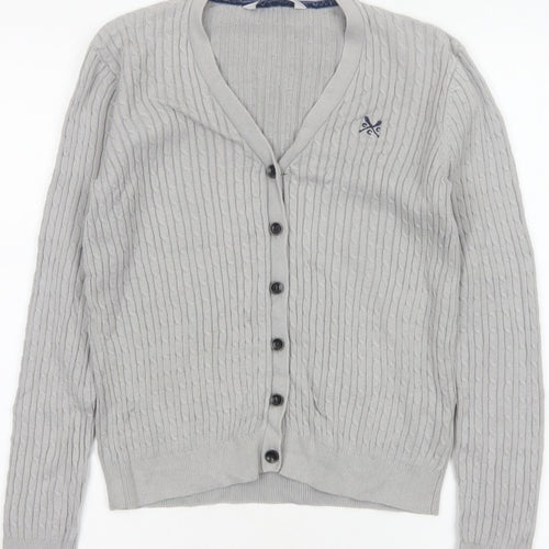 Crew Clothing Co. Women’s Grey Size 10 Cable Knit V-Neck Cardigan