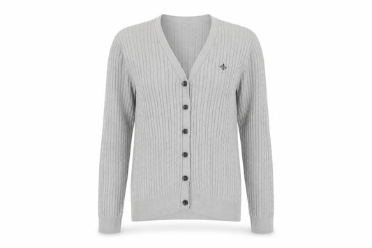 Crew Clothing Co. Women’s Grey Size 10 Cable Knit V-Neck Cardigan