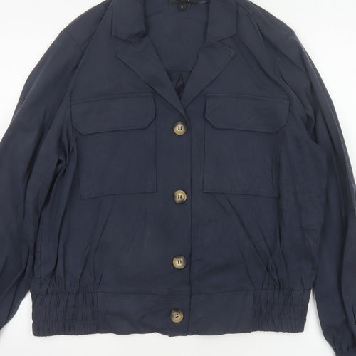 Phase Eight Women's Navy UK 16 Button Utility Cardigan Jacket Collared