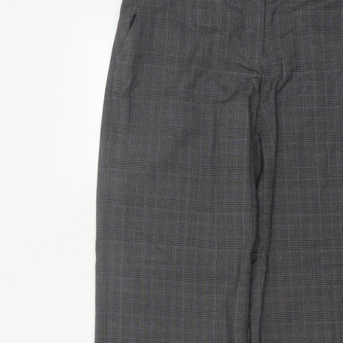 Next Women Grey Check Tailored Straight Dress Trousers UK 10 Long