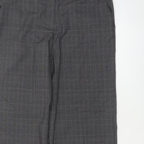 Next Women Grey Check Tailored Straight Dress Trousers UK 10 Long