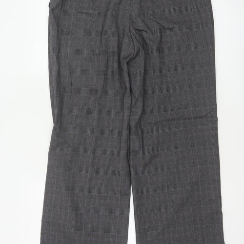 Next Women Grey Check Tailored Straight Dress Trousers UK 10 Long