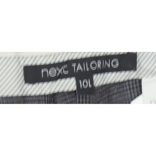 Next Women Grey Check Tailored Straight Dress Trousers UK 10 Long