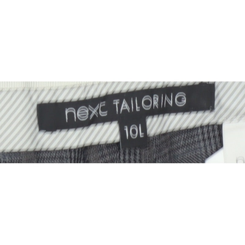 Next Women Grey Check Tailored Straight Dress Trousers UK 10 Long