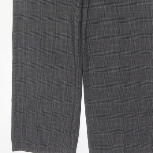 Next Women Grey Check Tailored Straight Dress Trousers UK 10 Long