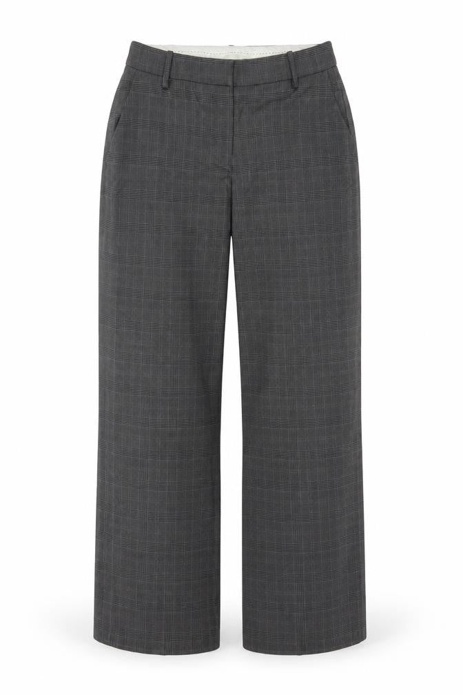 Next Women Grey Check Tailored Straight Dress Trousers UK 10 Long