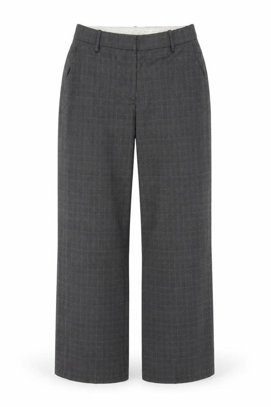 Next Women Grey Check Tailored Straight Dress Trousers UK 10 Long