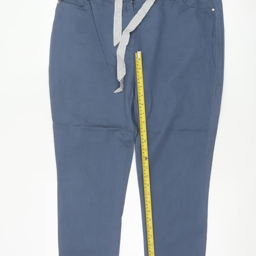 First Avenue Women’s Blue Size 14 Tapered Belted Trousers
