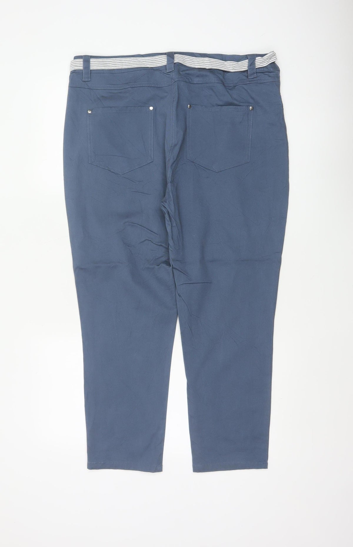 First Avenue Women’s Blue Size 14 Tapered Belted Trousers