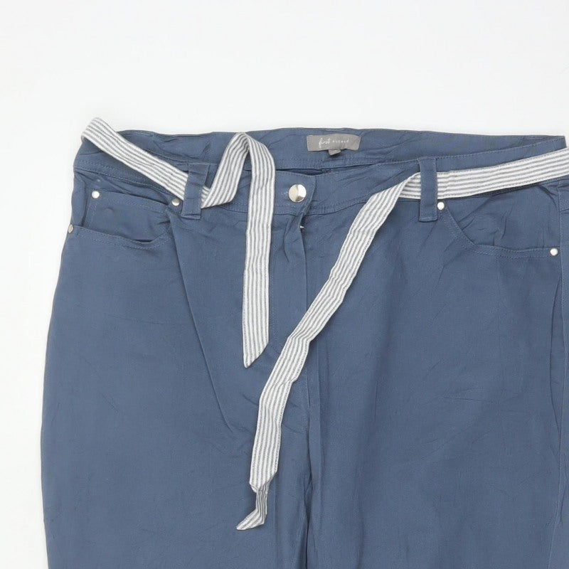 First Avenue Women’s Blue Size 14 Tapered Belted Trousers