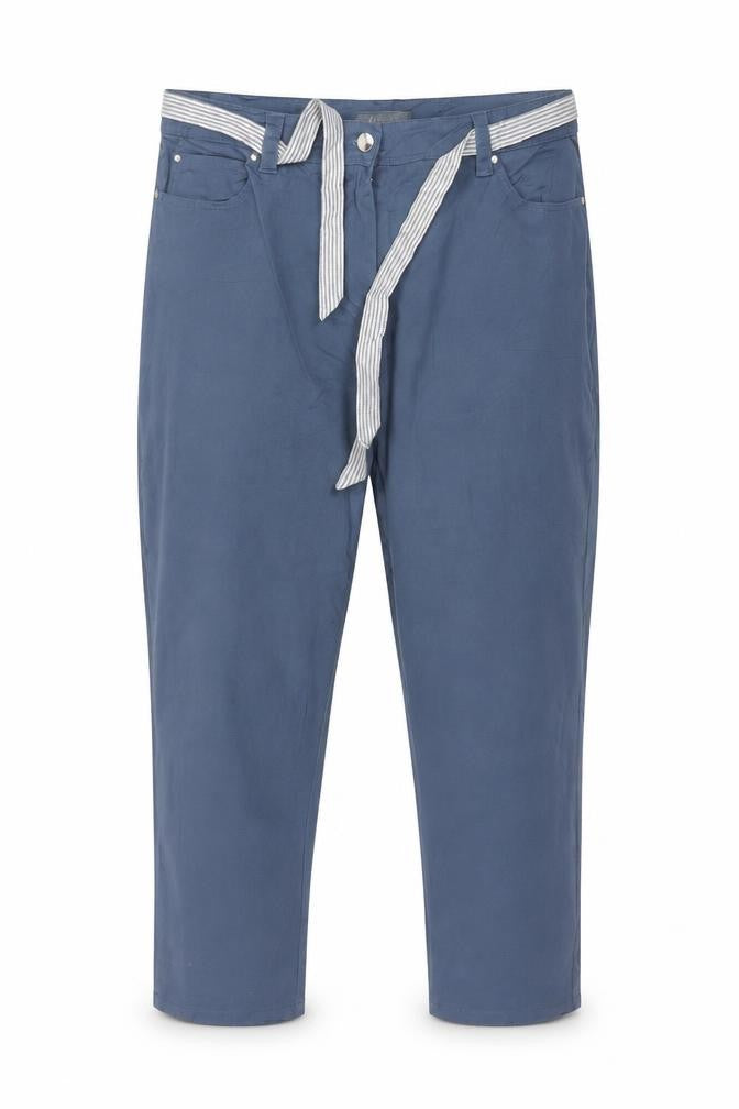First Avenue Women’s Blue Size 14 Tapered Belted Trousers