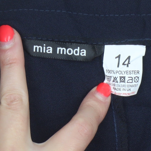 Mia Moda Women’s Navy Size 14 Straight Leg Elastic Waist Dress Trousers