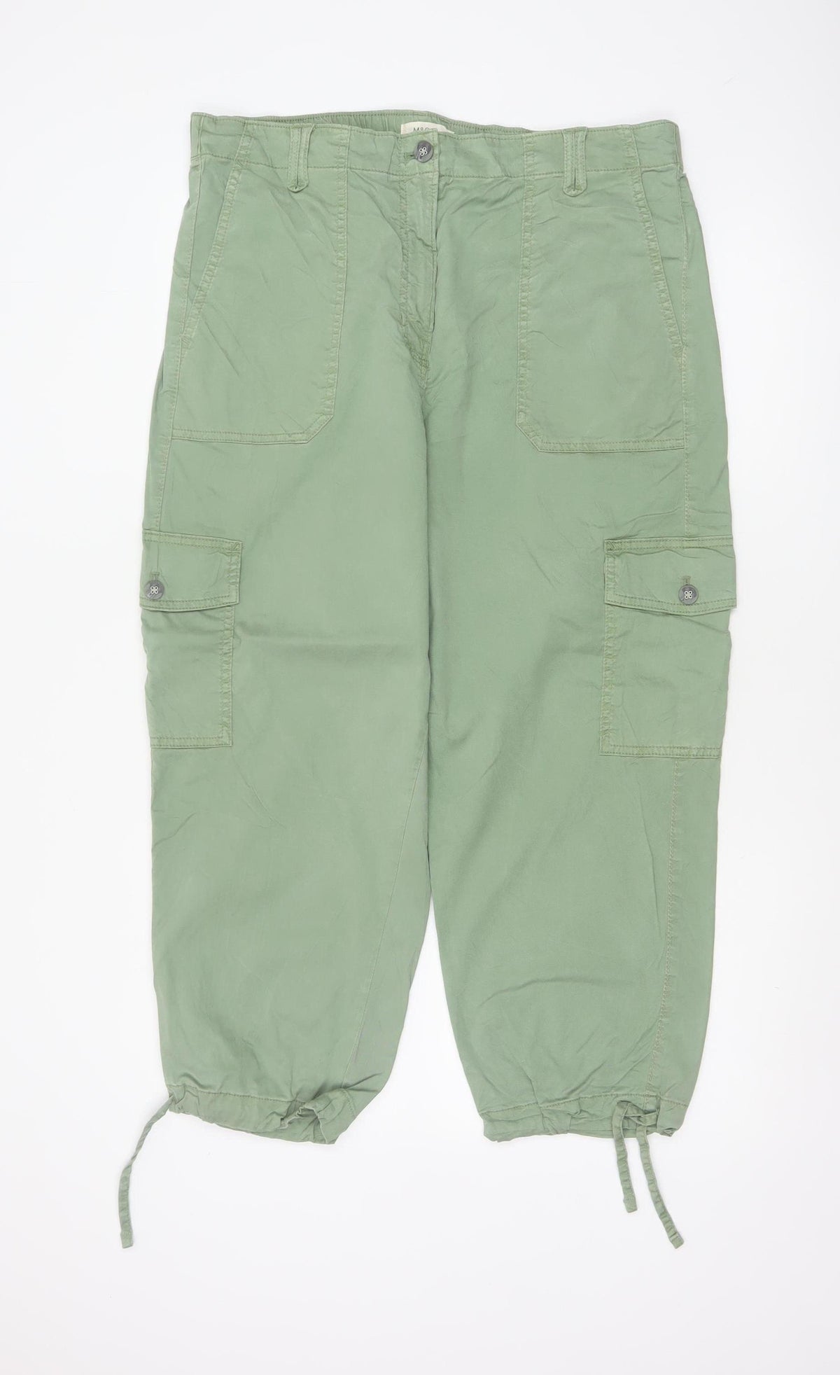 Marks & Spencer Women Green Size 16 Cargo Tapered Trousers