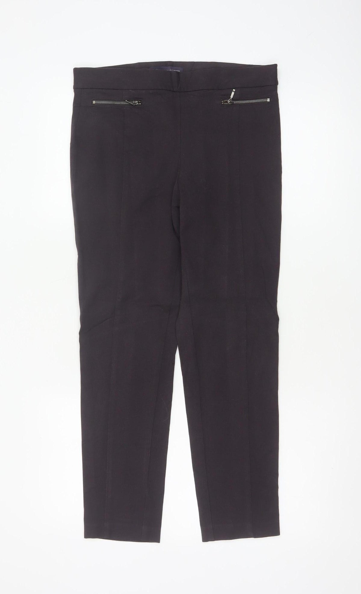 Marks and Spencer Women Brown UK 10 Short Straight Tailored Trousers