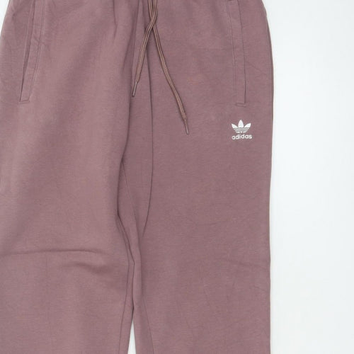 Adidas Women Pink UK 6 Jogger Sweatpants Cotton Blend Logo Pockets