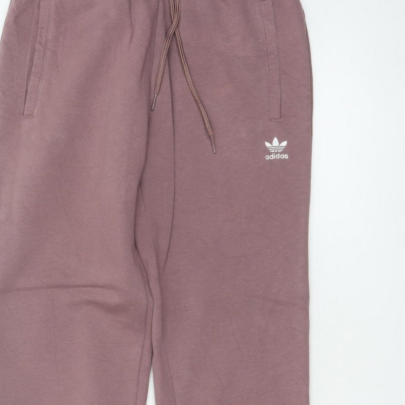 Adidas Women Pink UK 6 Jogger Sweatpants Cotton Blend Logo Pockets