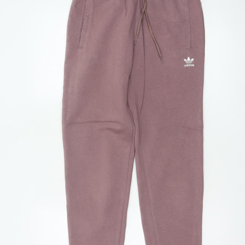 Adidas Women Pink UK 6 Jogger Sweatpants Cotton Blend Logo Pockets