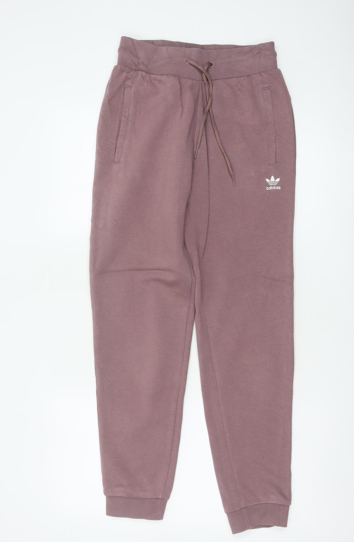 Adidas Women Pink UK 6 Jogger Sweatpants Cotton Blend Logo Pockets