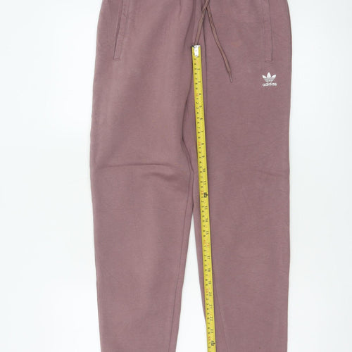 Adidas Women Pink UK 6 Jogger Sweatpants Cotton Blend Logo Pockets