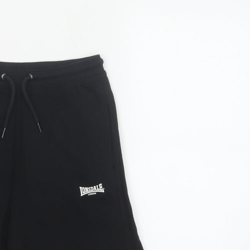 Lonsdale Boys Black 11-12 Years Sweat Shorts Cotton Drawstring Pockets