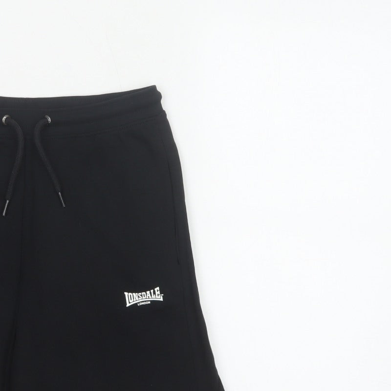 Lonsdale Boys Black 11-12 Years Sweat Shorts Cotton Drawstring Pockets
