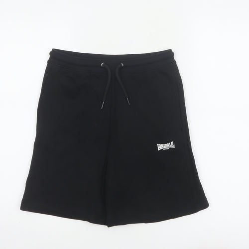 Lonsdale Boys Black 11-12 Years Sweat Shorts Cotton Drawstring Pockets
