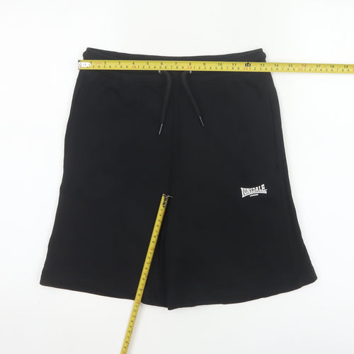 Lonsdale Boys Black 11-12 Years Sweat Shorts Cotton Drawstring Pockets