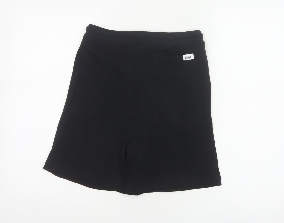 Lonsdale Boys Black 11-12 Years Sweat Shorts Cotton Drawstring Pockets