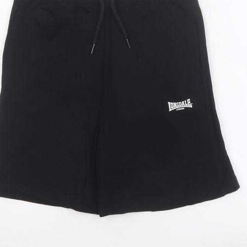 Lonsdale Boys Black 11-12 Years Sweat Shorts Cotton Drawstring Pockets