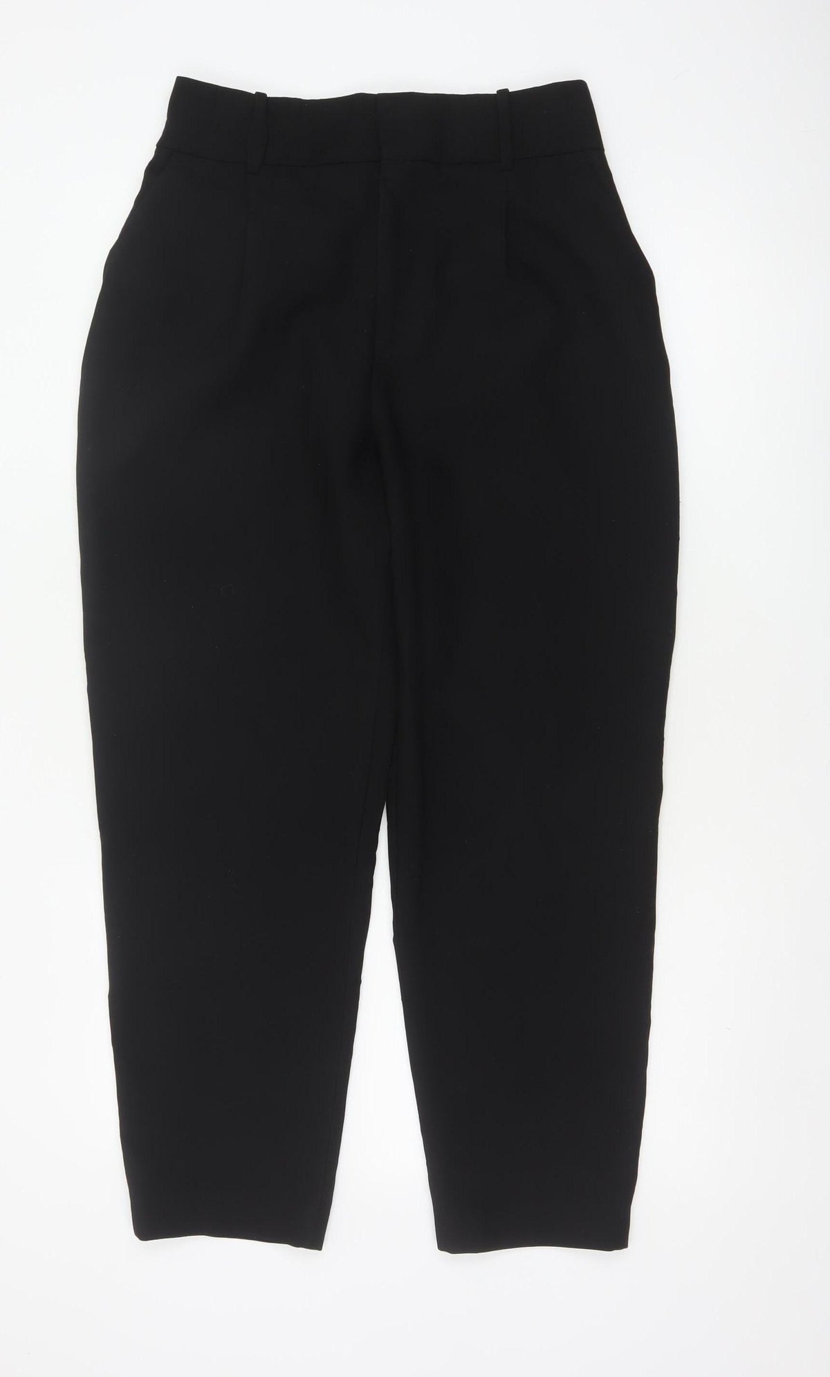 Zara Women's Black UK 12 High Rise Tapered Tailored Trousers